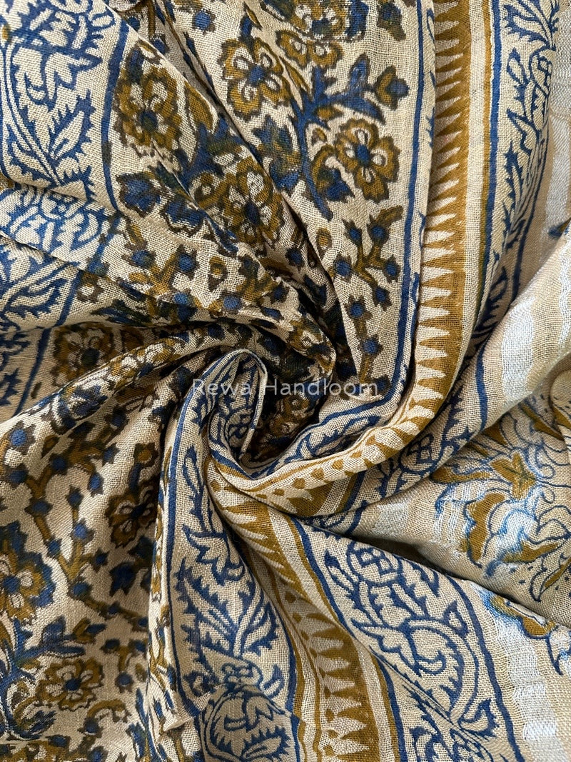 Beige Cotton Linen Saree LS020
