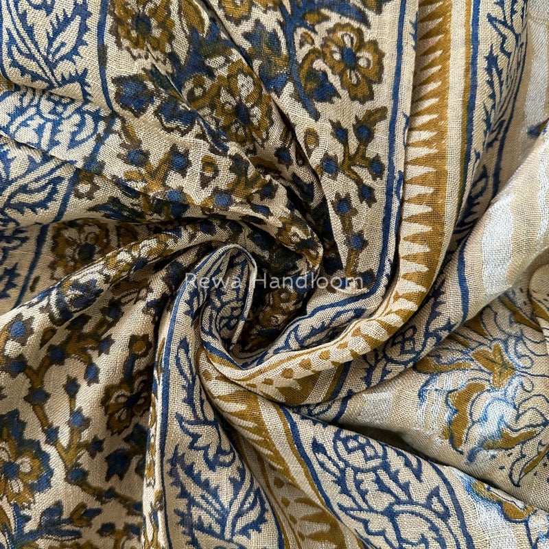 Beige Cotton Linen Saree LS020