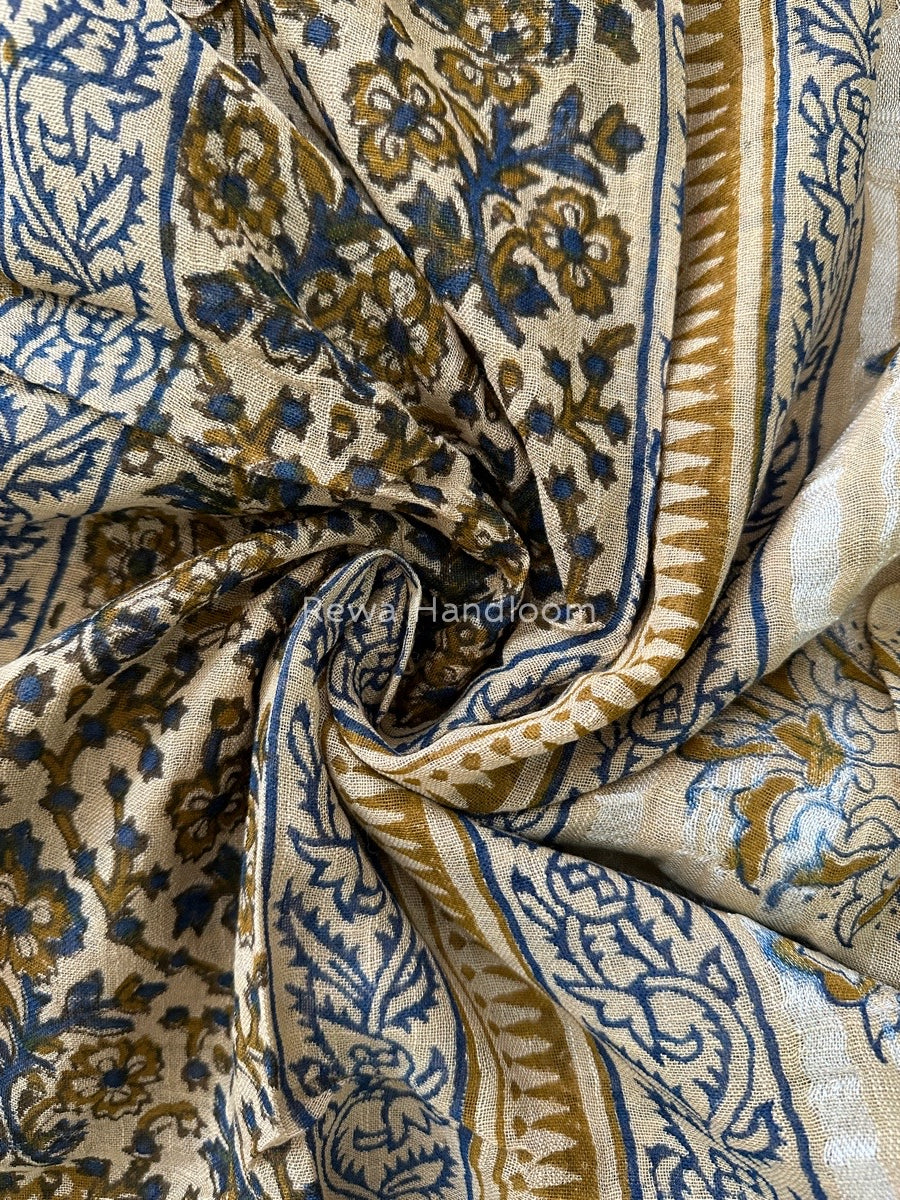 Beige Cotton Linen Saree LS020