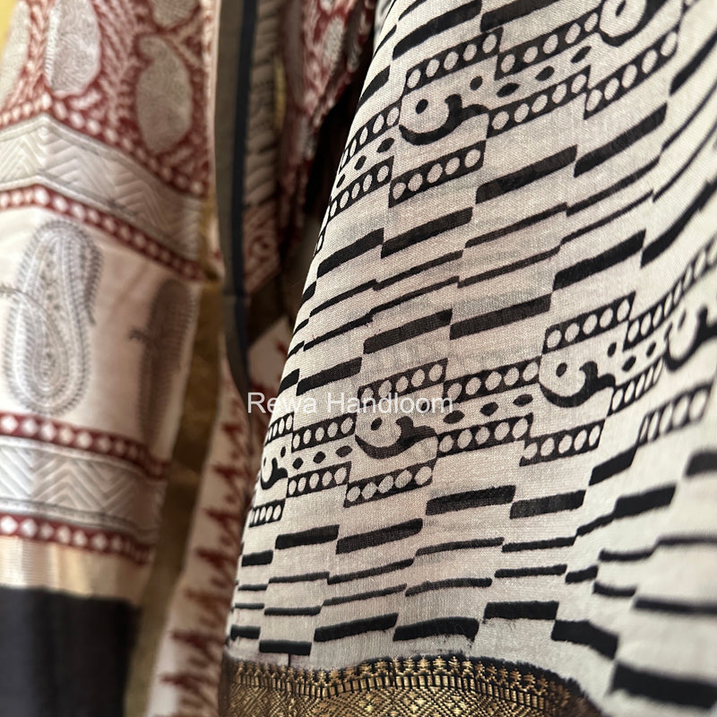 Maheshwari Maroon-White Bagh Print Suit BSP0212