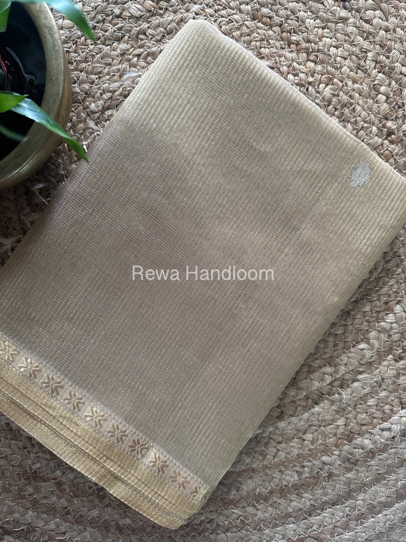 Maheshwari Beige Tissue Silk Saree TSB05