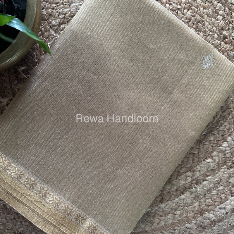 Maheshwari Beige Tissue Silk Saree TSB05