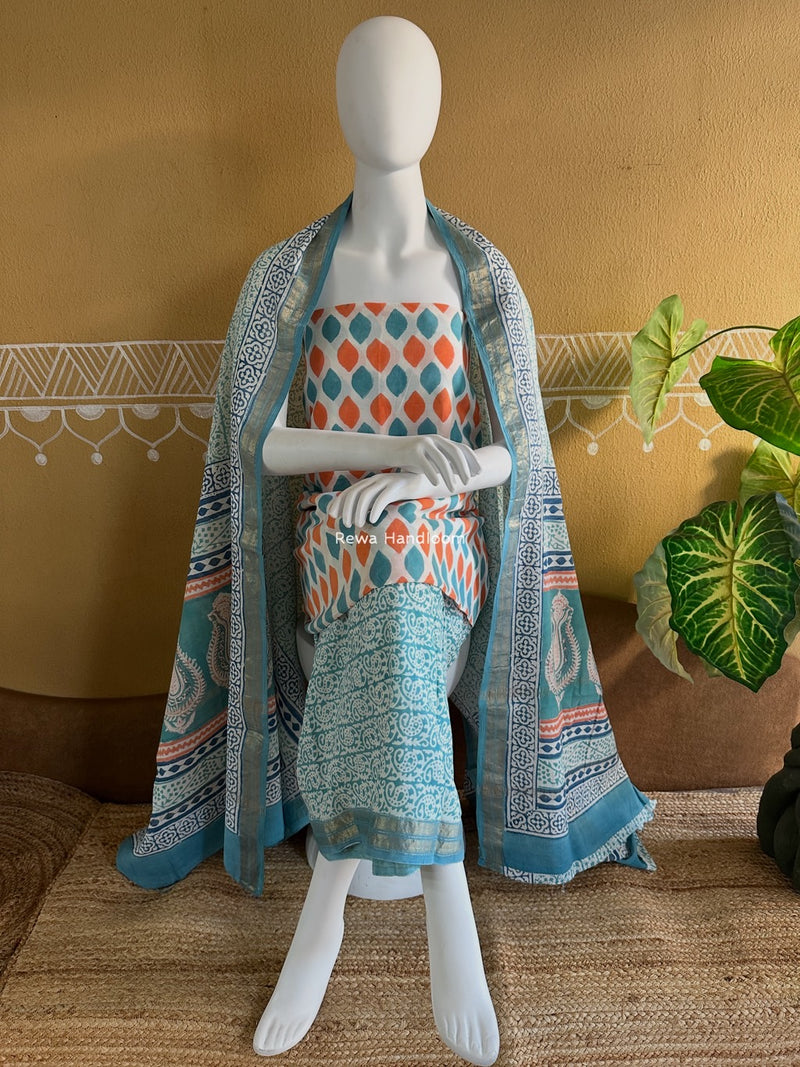 Maheshwari Bagh Indigo Print Suit