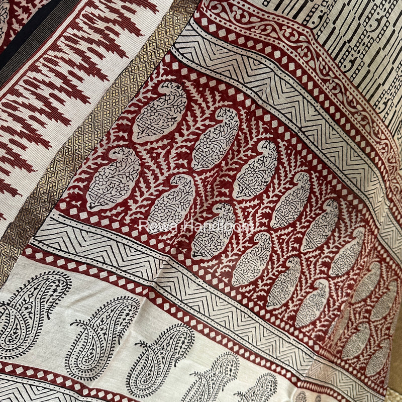 Maheshwari Maroon-White Bagh Print Suit BSP0212