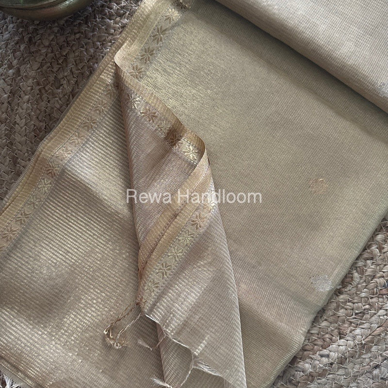 Maheshwari Beige Tissue Silk Saree TSB05