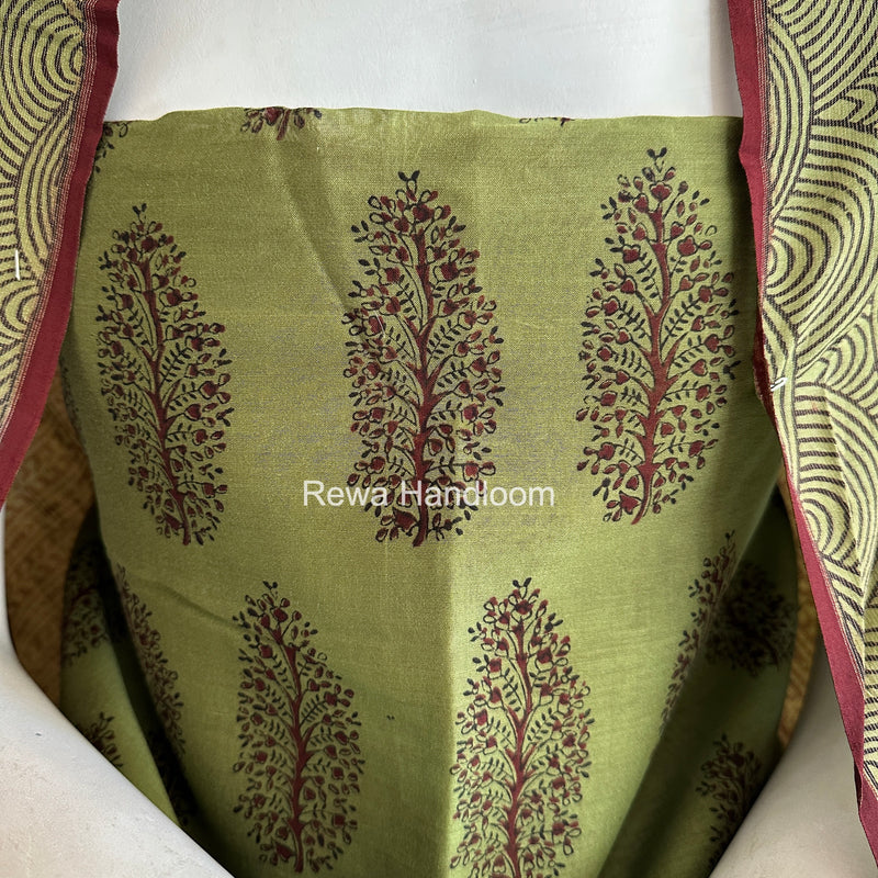 Maheshwari Mehendi Green-Maroon Bagh Print Suit BSP0215