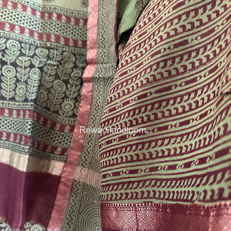 Maheshwari Mehendi Green-Maroon Bagh Print Suit BSP0215