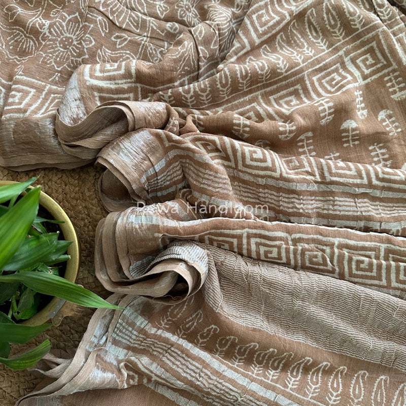 Light Onion Pink Cotton Linen Saree LS06