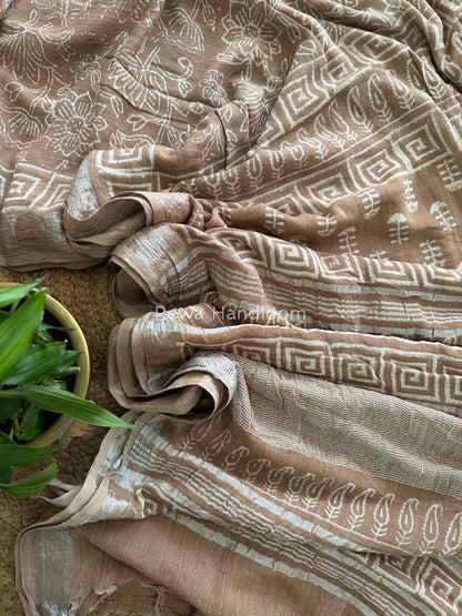 Light Onion Pink Cotton Linen Saree LS06
