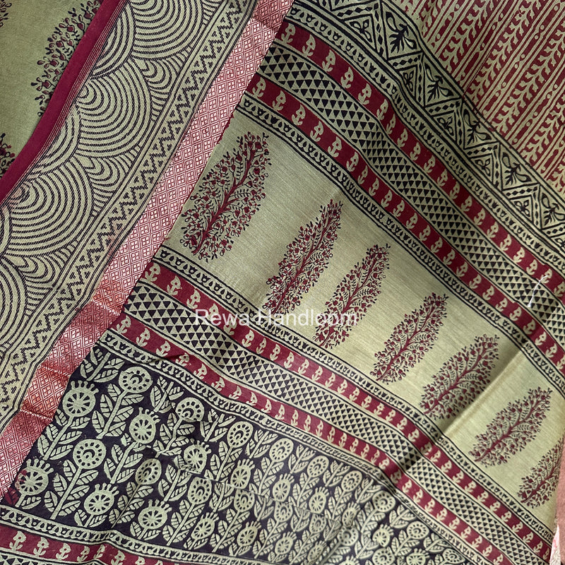 Maheshwari Mehendi Green-Maroon Bagh Print Suit BSP0215