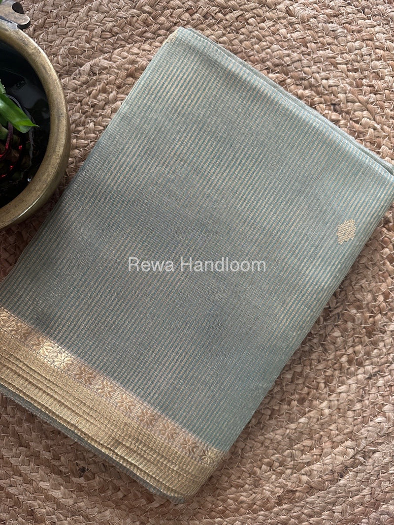 Maheshwari Dark Teal Blue Tissue Silk Saree TSB06