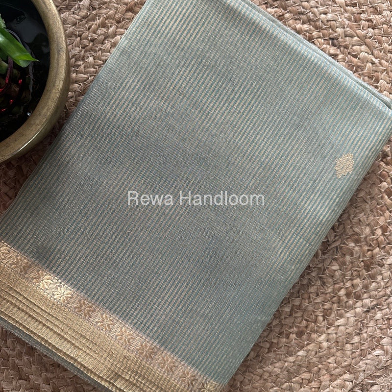 Maheshwari Dark Teal Blue Tissue Silk Saree TSB06