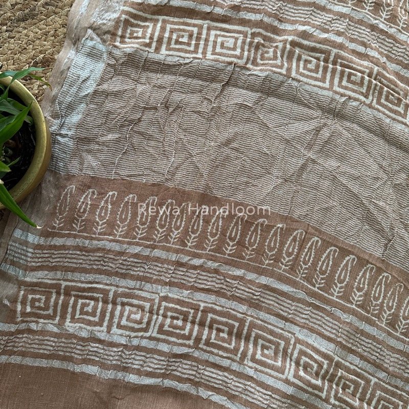 Light Onion Pink Cotton Linen Saree LS06