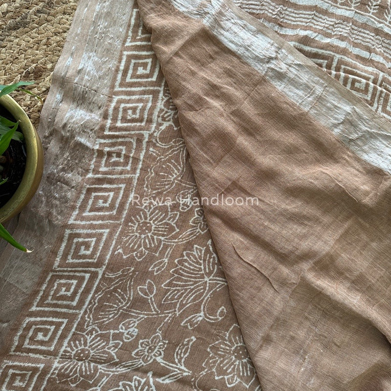 Light Onion Pink Cotton Linen Saree LS06