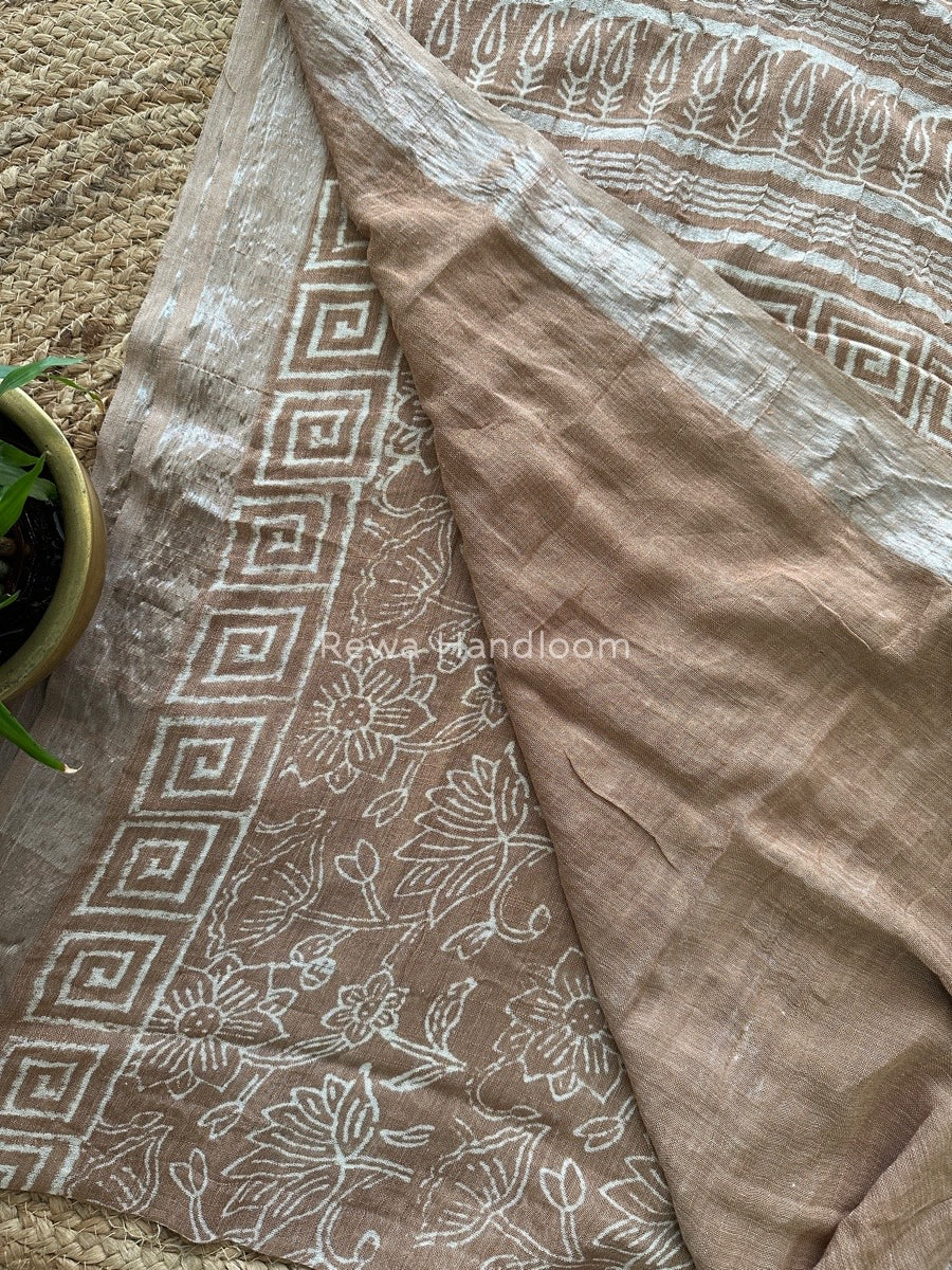 Light Onion Pink Cotton Linen Saree LS06