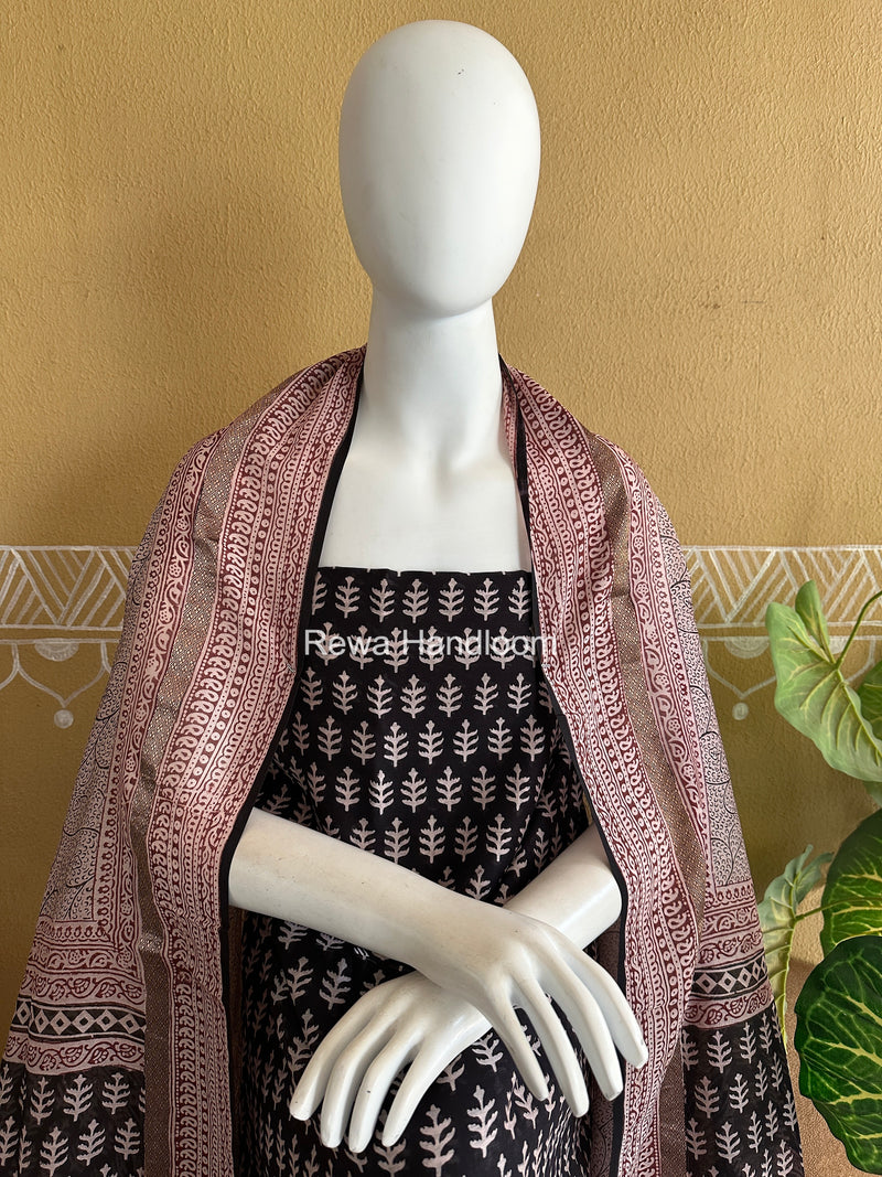 Maheshwari Black-White Bagh Print Suit BSP0213