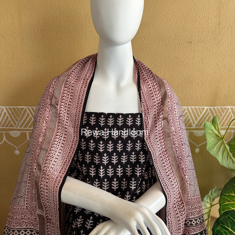 Maheshwari Black-White Bagh Print Suit BSP0213
