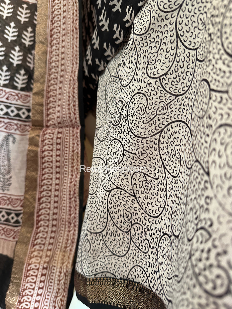 Maheshwari Black-White Bagh Print Suit BSP0213