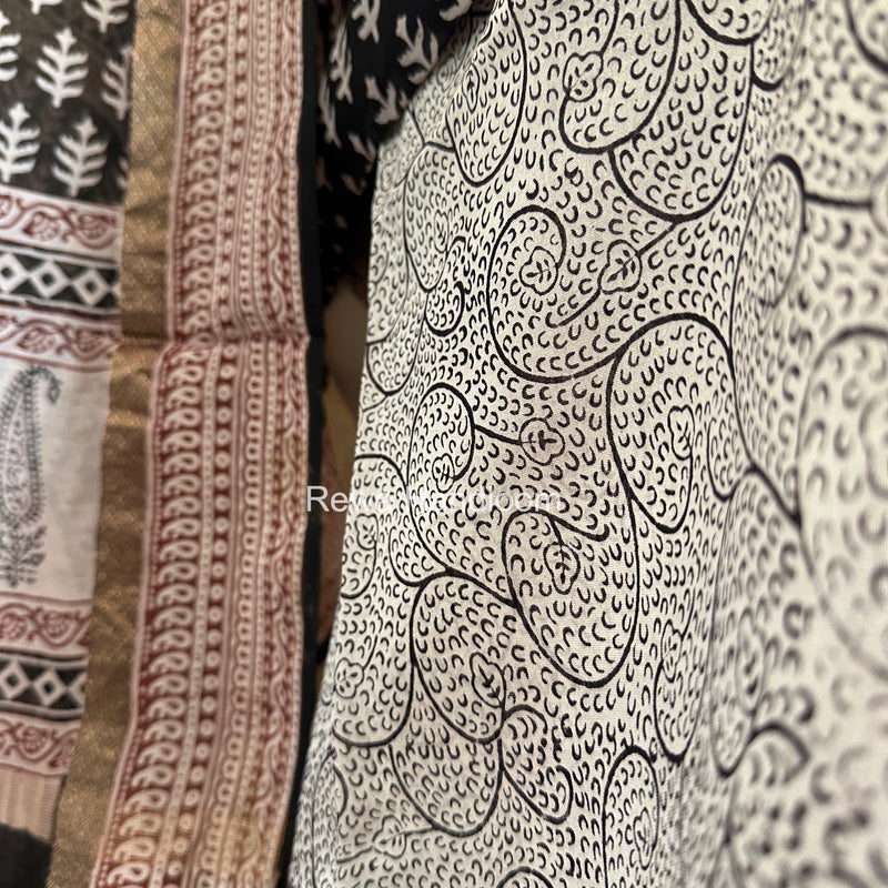 Maheshwari Black-White Bagh Print Suit BSP0213