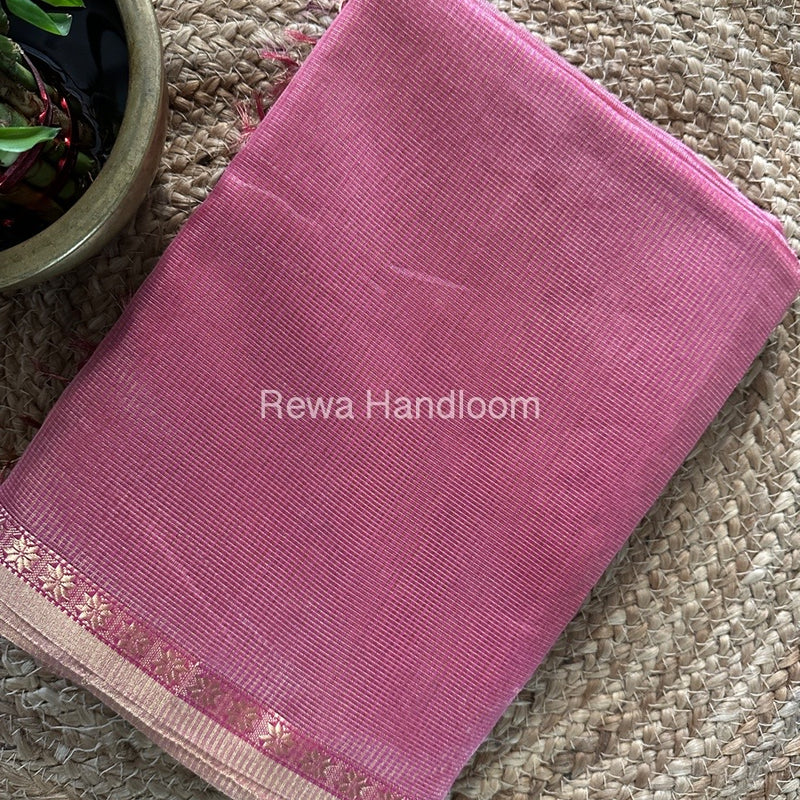 Maheshwari Pink Tissue Silk Saree TCB0046