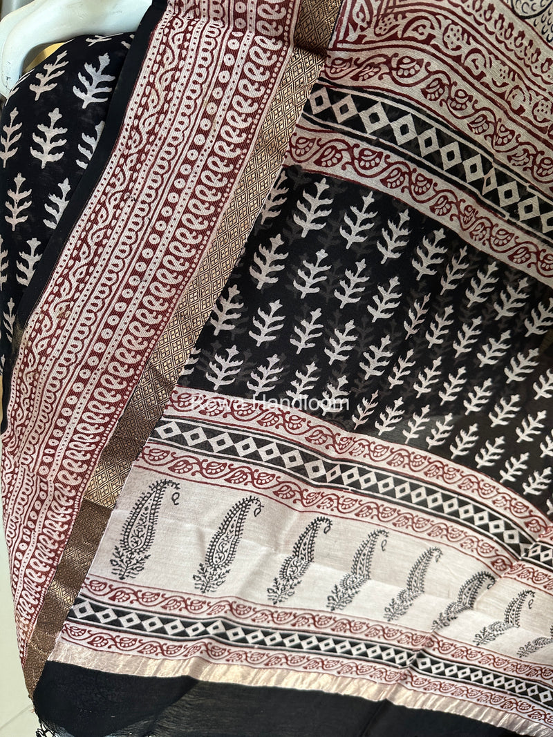 Maheshwari Black-White Bagh Print Suit BSP0213
