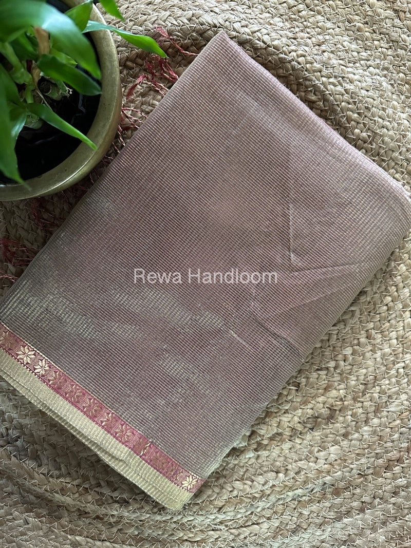 Maheshwari Grey Tissue Silk Saree TCB0047