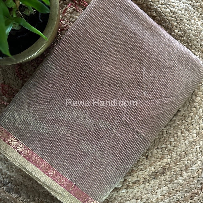 Maheshwari Grey Tissue Silk Saree TCB0047