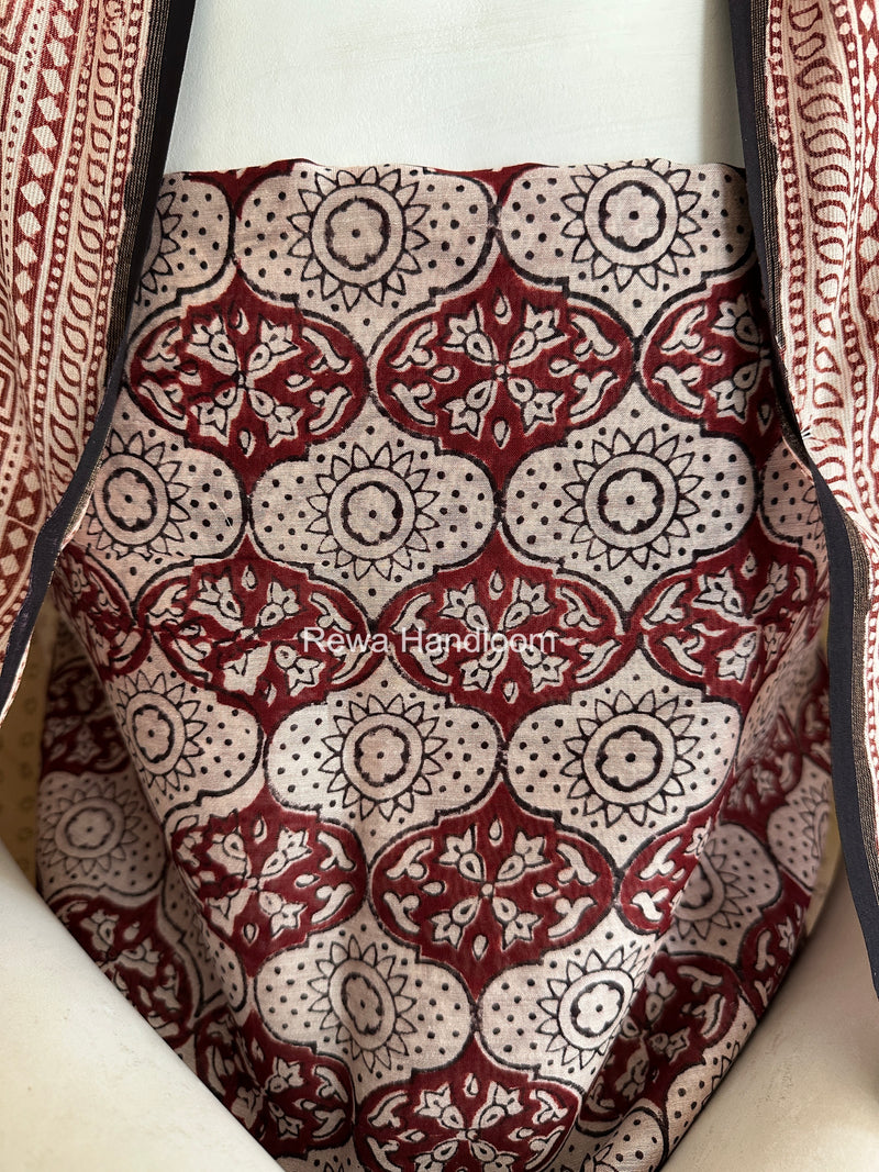 Maheshwari Maroon-White Bagh Print Suit BSP0214