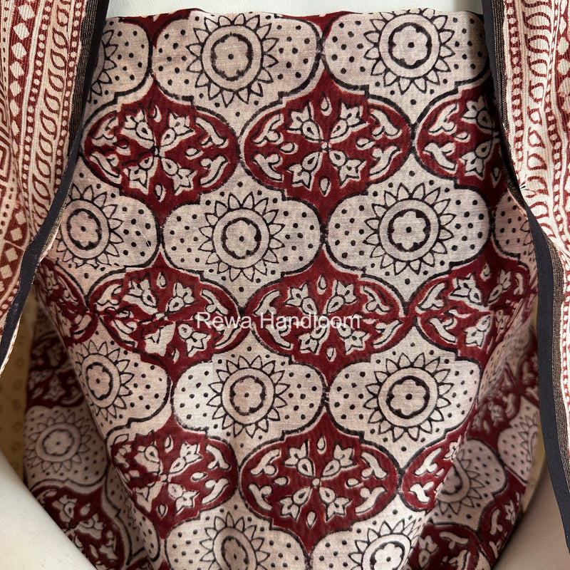 Maheshwari Maroon-White Bagh Print Suit BSP0214