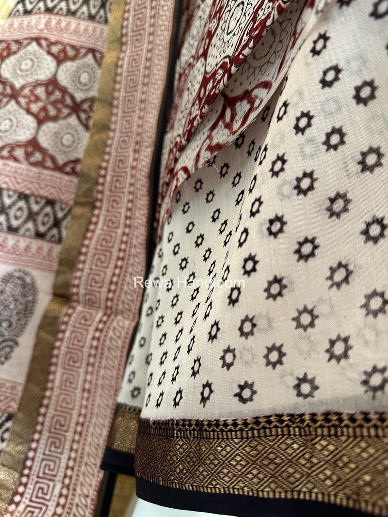 Maheshwari Maroon-White Bagh Print Suit BSP0214