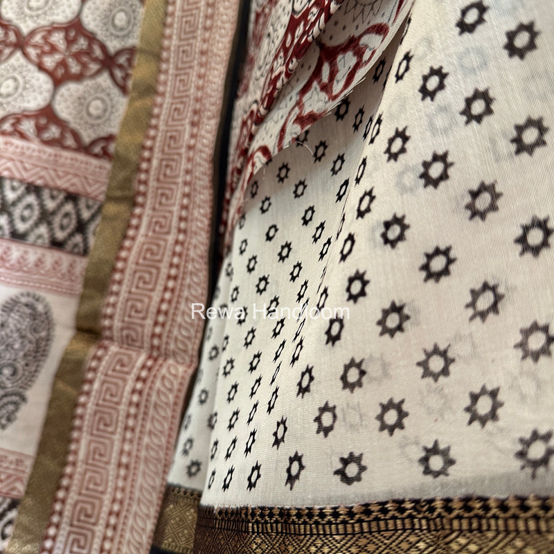 Maheshwari Maroon-White Bagh Print Suit BSP0214
