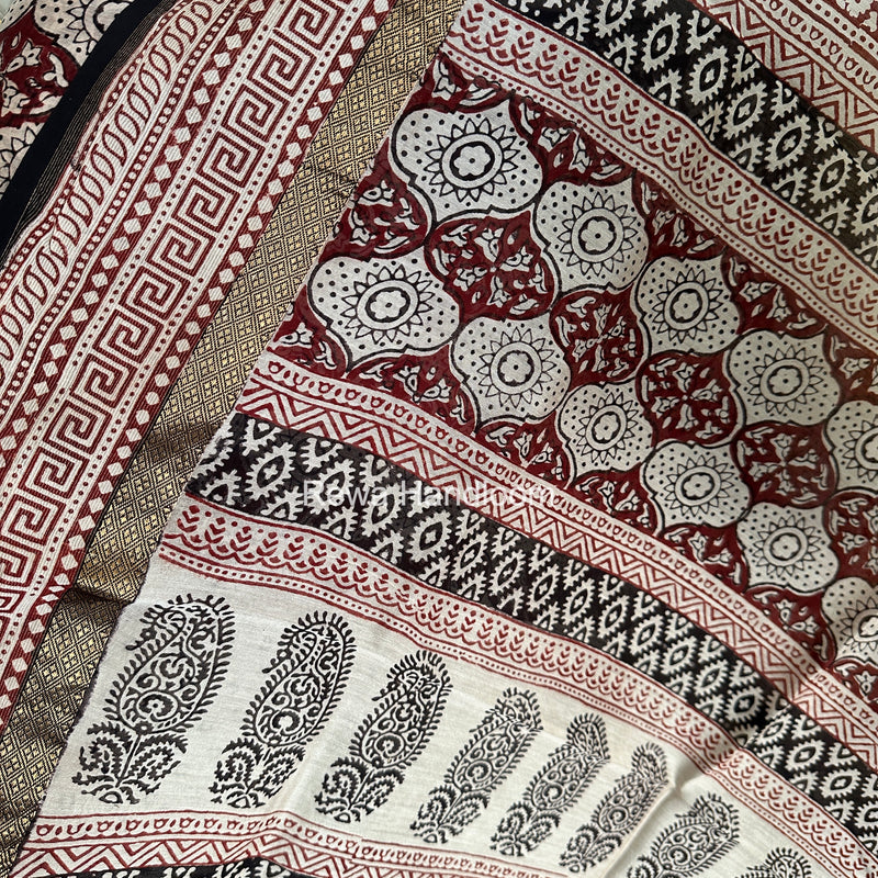 Maheshwari Maroon-White Bagh Print Suit BSP0214