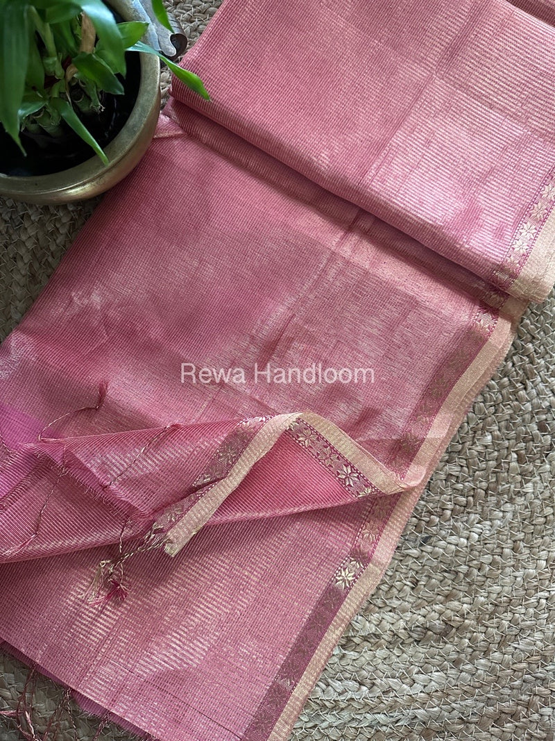 Maheshwari Pink Tissue Silk Saree TCB0049