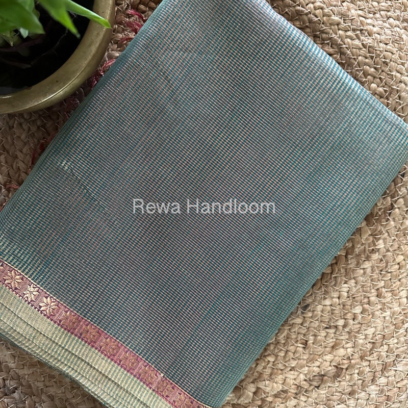 Maheshwari Sky Blue Tissue Silk Saree TCB0048