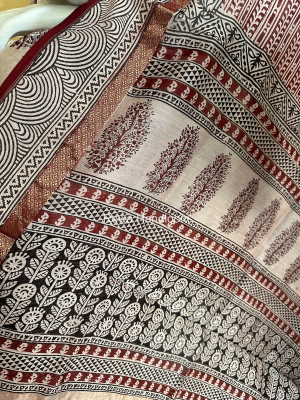 Maheshwari White-Red Bagh Print Suit BSP0217