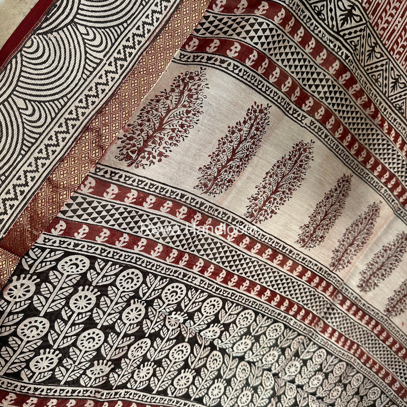 Maheshwari White-Red Bagh Print Suit BSP0217