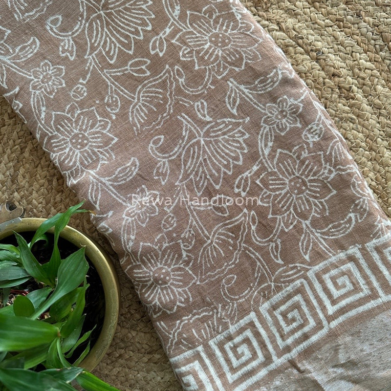 Light Onion Pink Cotton Linen Saree LS06