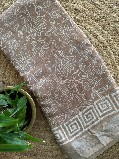 Light Onion Pink Cotton Linen Saree LS06