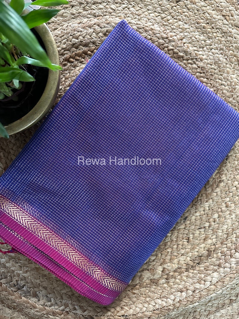 Maheshwari Blue Tissue Silk Saree TCB0038