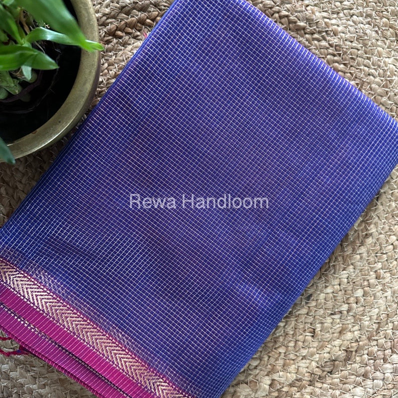 Maheshwari Blue Tissue Silk Saree TCB0038