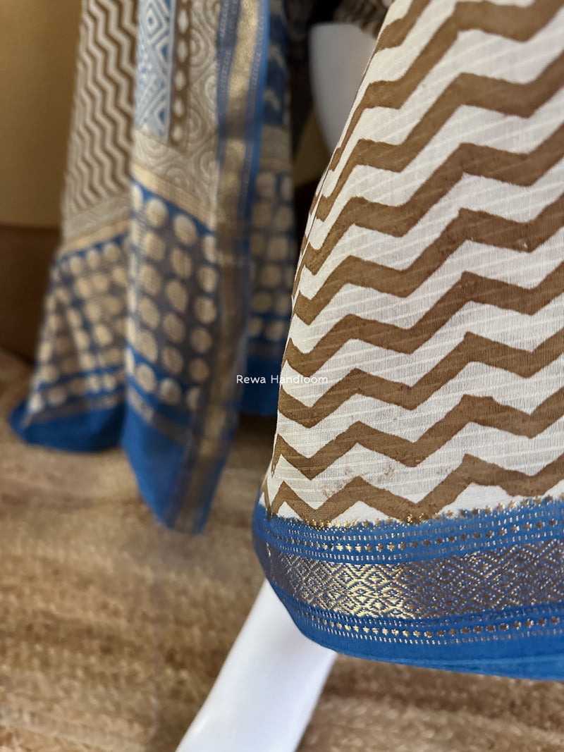 Maheshwari Indigo Print Suit