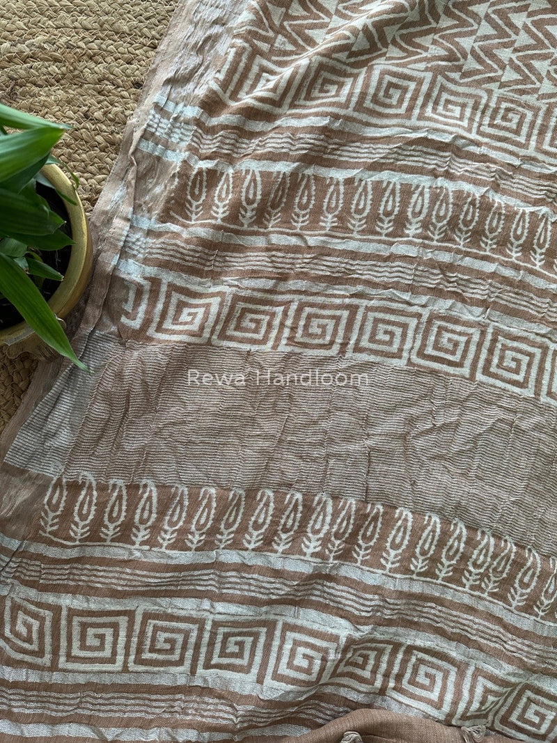 Light Onion Cotton Linen Saree LS019