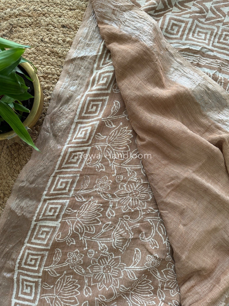 Light Onion Cotton Linen Saree LS019