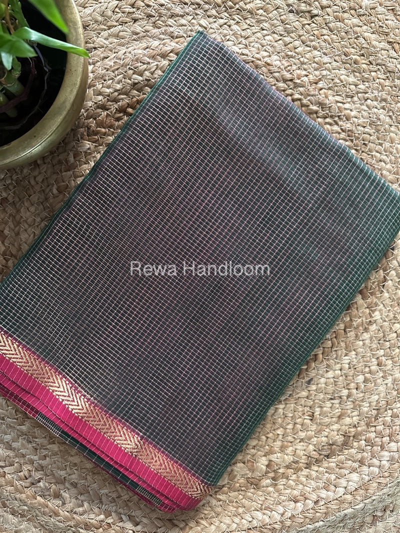 Maheshwari Green Tissue Silk Saree TCB0039