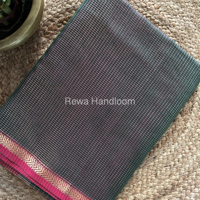 Maheshwari Green Tissue Silk Saree TCB0039