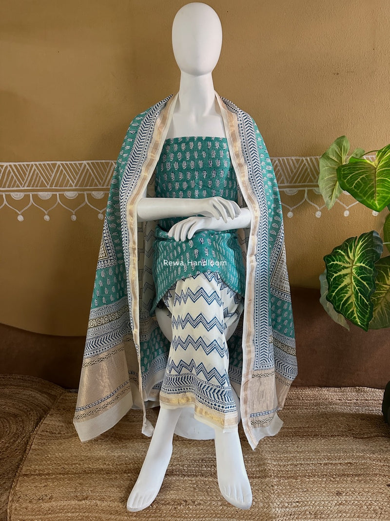 Maheshwari Bagh Indigo Print Suit