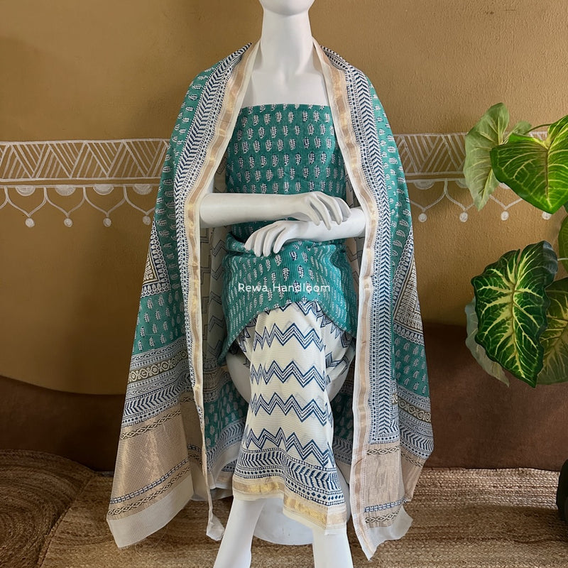 Maheshwari Bagh Indigo Print Suit