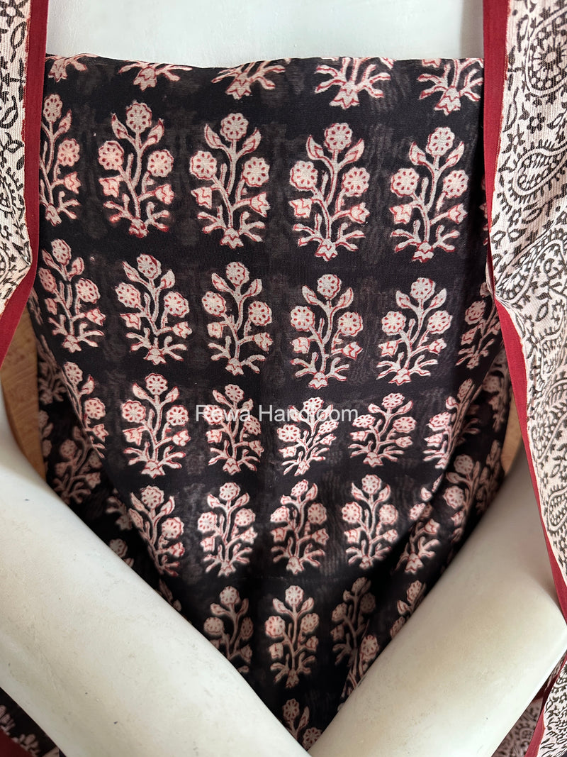 Maheshwari Black-Red Bagh Print Suit BSP0221