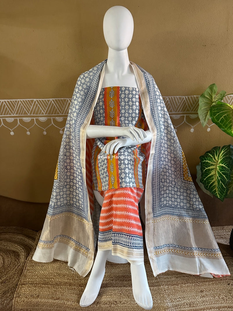 Maheshwari Indigo Print Suit