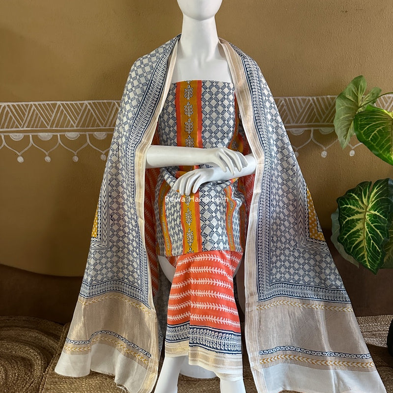 Maheshwari Indigo Print Suit